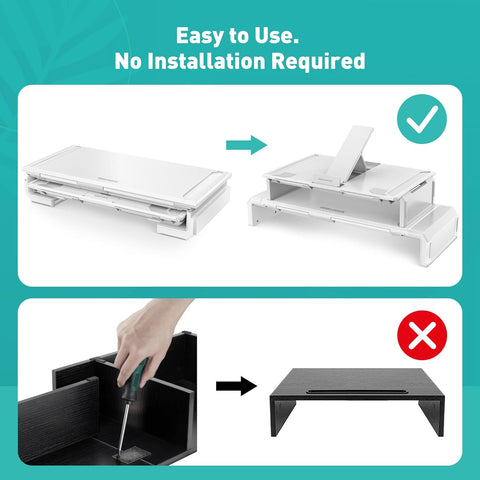 Dual Monitor Stand Riser with Drawer phone stand MS-3