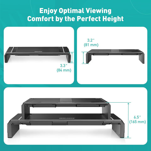 Dual Monitor Stand Riser with Drawer phone stand MS-3