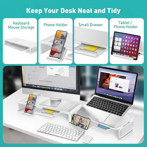 Dual Monitor Stand Riser with Drawer phone stand MS-3