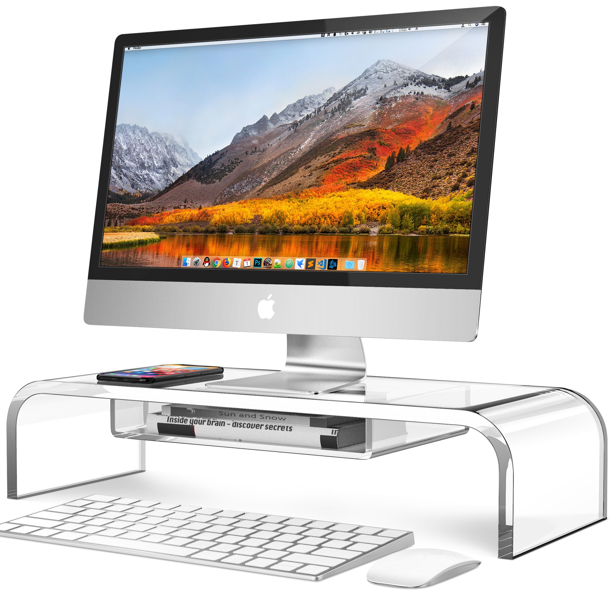 Acrylic Monitor Stand Riser with Storage MS-2 – DeskLogics