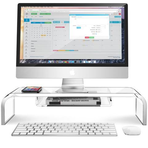 Acrylic Monitor Stand Riser with Storage MS-2