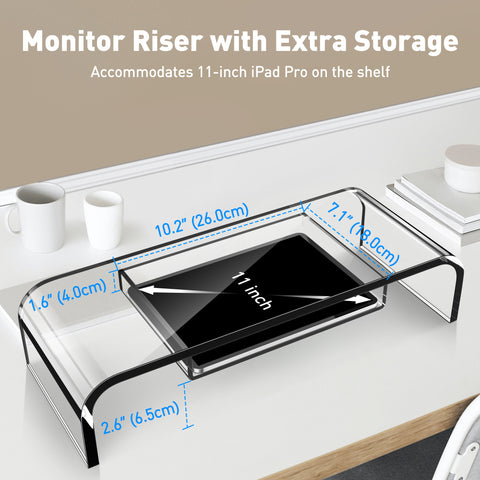 Acrylic Monitor Stand Riser with Storage MS-2