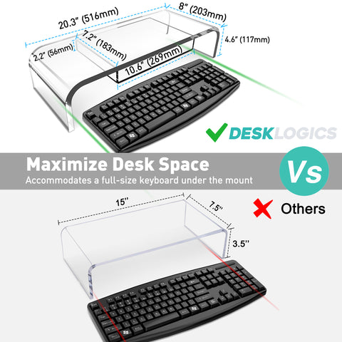 Acrylic Monitor Stand Riser with Storage MS-2